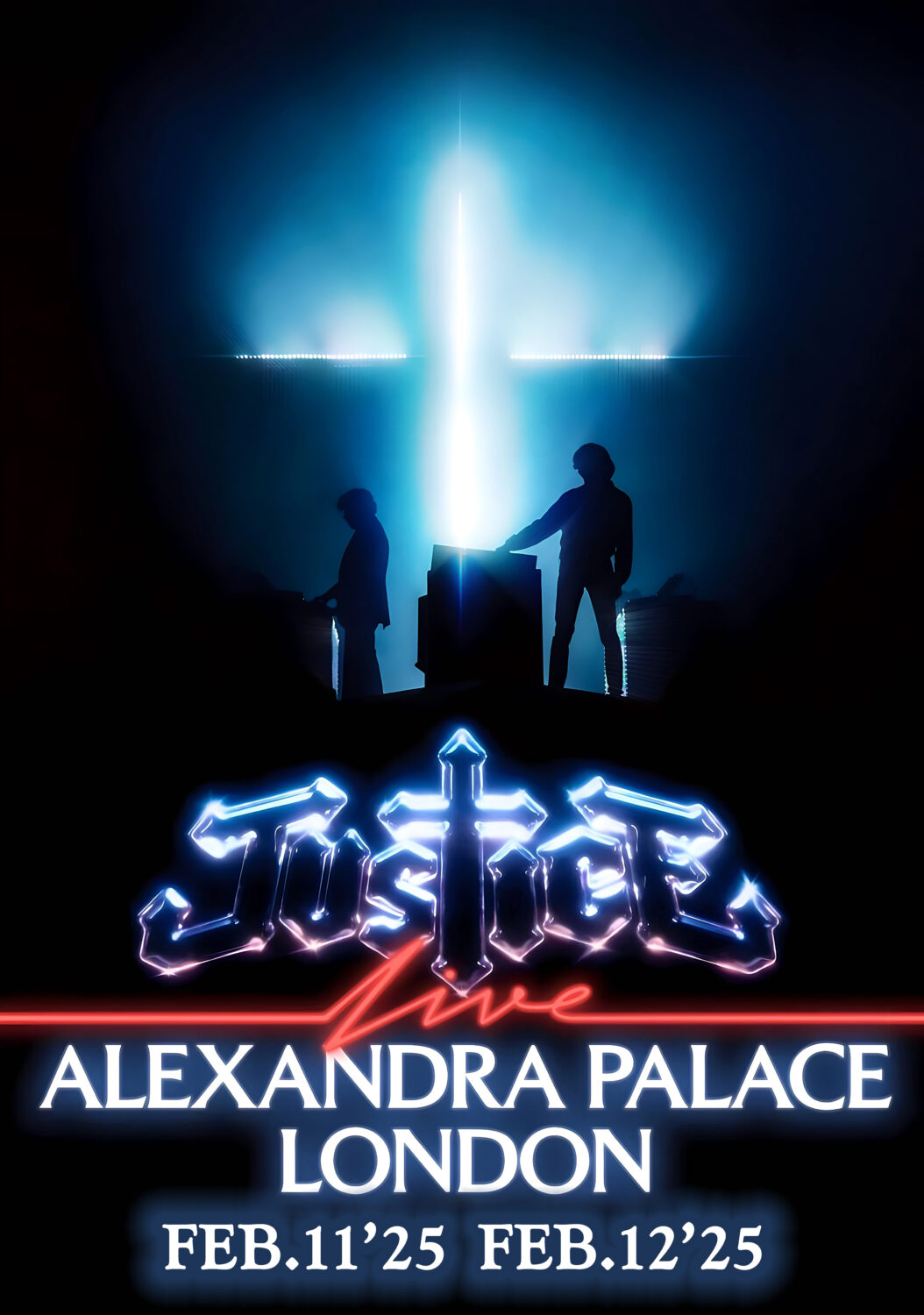JUSTICE (dj group) Hyperdrama Live 2025 Tour: LONDON Alexandra Palace Poster