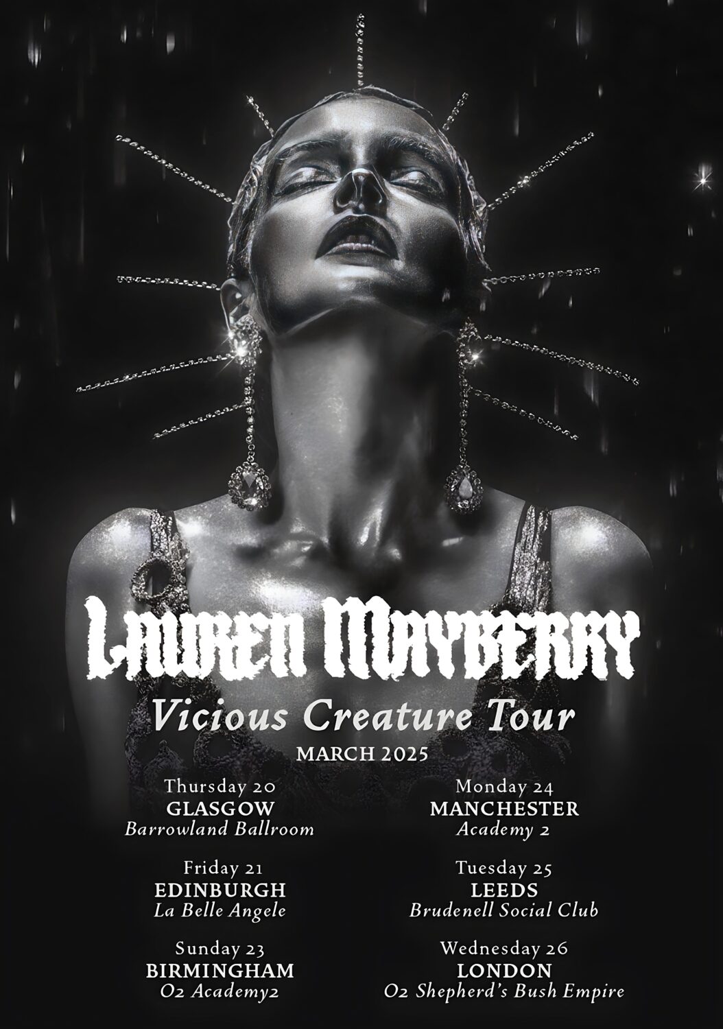LAUREN MAYBERRY (Chvrches) Vicious Creature 2025 UK Tour Poster