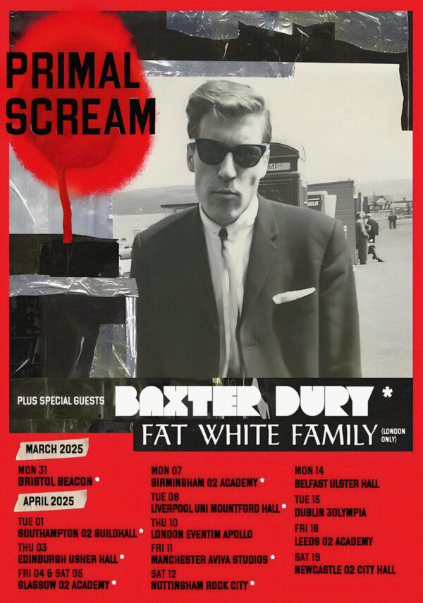 PRIMAL SCREAM Come Ahead 2025 UK Tour Poster