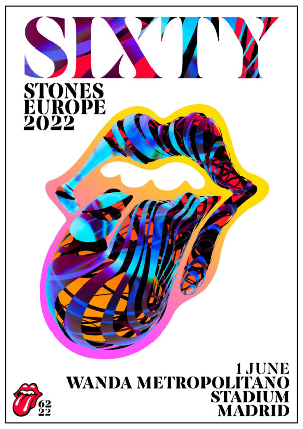 ROLLING STONES Sixty 2022 Tour:  MADRID Wanda Metropolitano Stadium Poster