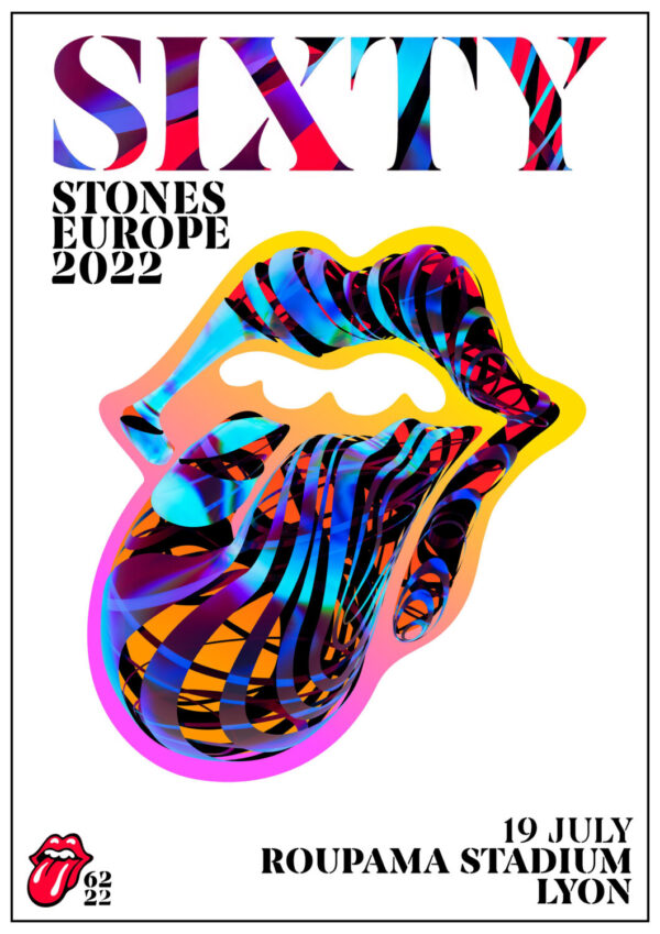 ROLLING STONES Sixty 2022 Tour:  LYON Groupama Stadium Poster