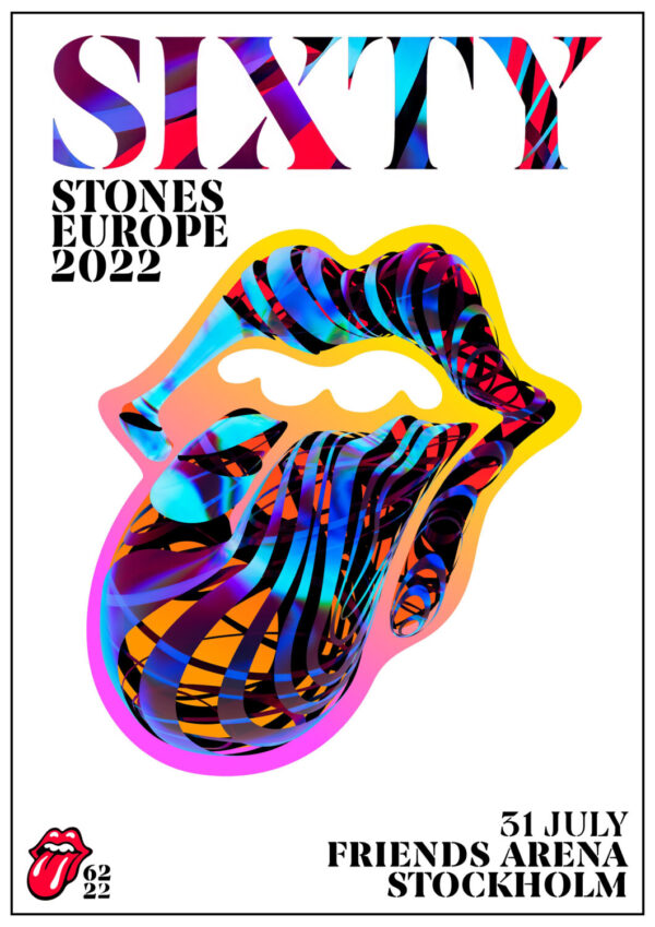 ROLLING STONES Sixty 2022 Tour:  STOCKHOLM Friends Arena Poster