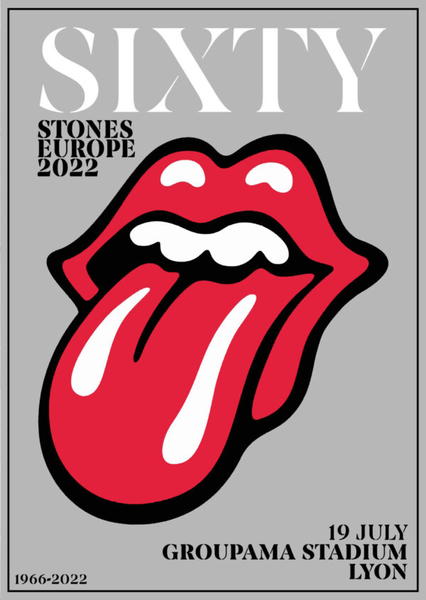 ROLLING STONES Sixty 2022 Tour:  LYON Groupama Stadium Poster