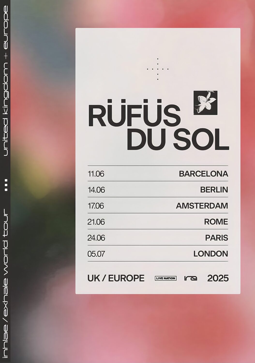 RUFUS DU SOL Inhale / Exhale 2025 UK & Europe Tour Poster