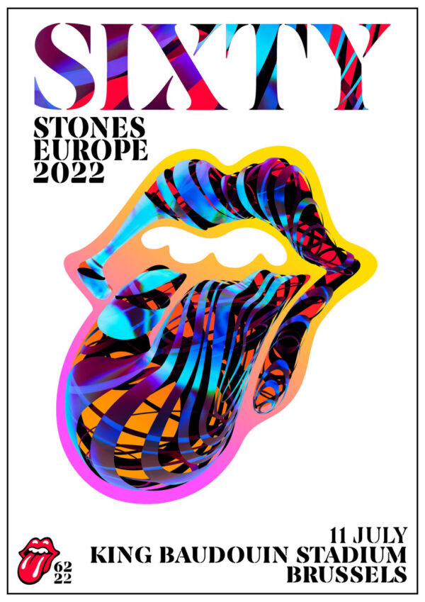ROLLING STONES Sixty 2022 Tour:  BRUSSELS King Baudouin Stadium Poster
