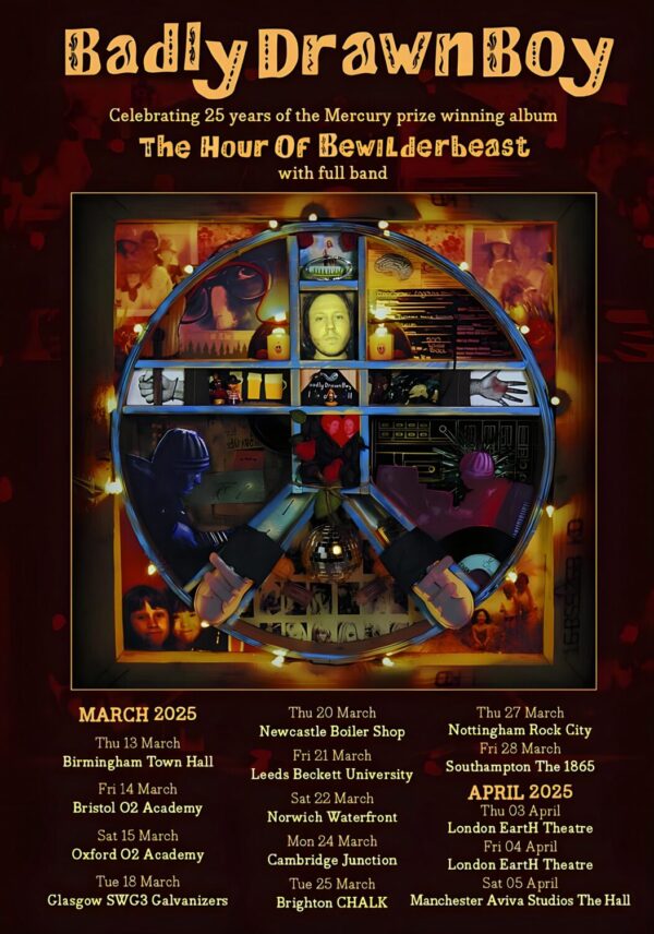 BADLY DRAWN BOY The Hour of Bewilderbeast 2025 UK Tour Poster