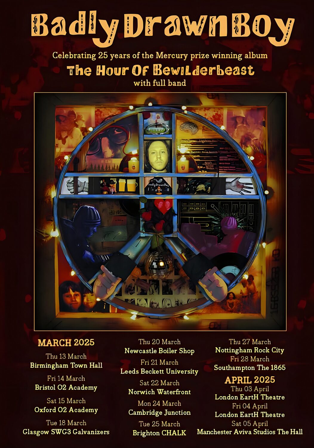 BADLY DRAWN BOY The Hour of Bewilderbeast 2025 UK Tour Poster