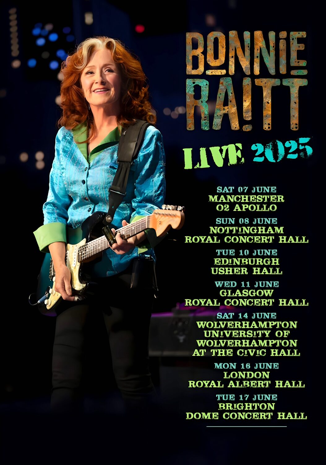 BONNIE RAITT Live 2025 UK Tour Poster