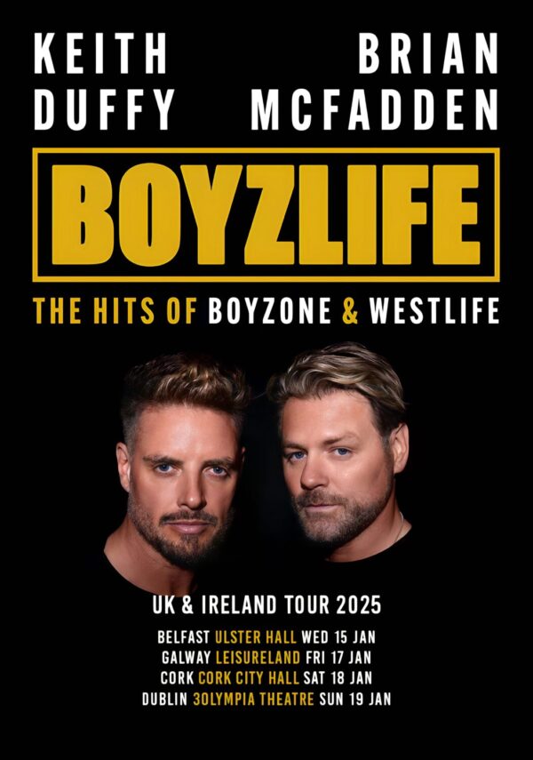 BOYZLIFE The Hits of Boyzone & Westlife 2025 Ireland Tour Poster
