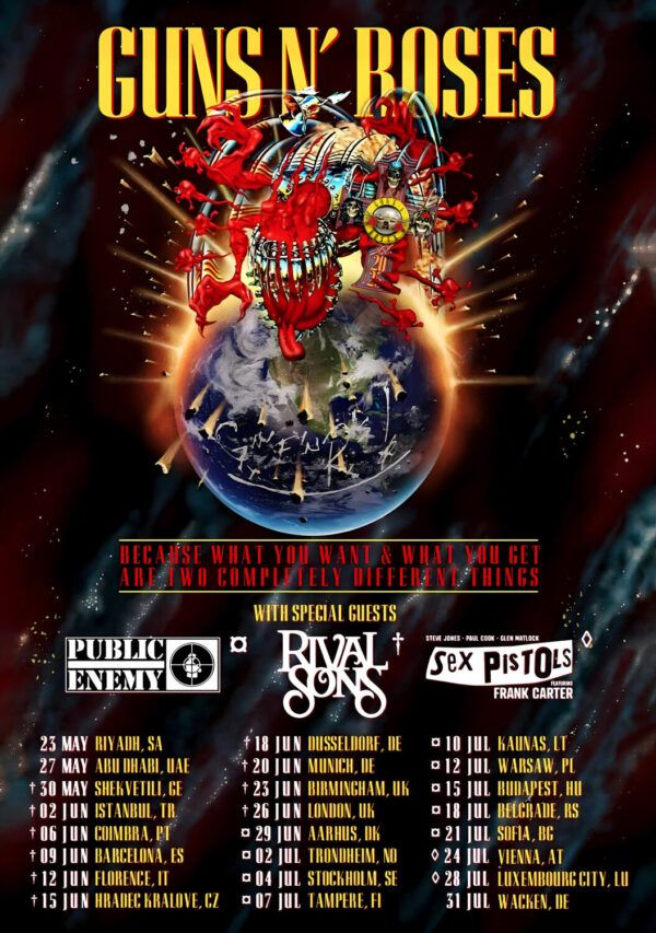 GUNS N ROSES Because What You Want 2025 UK & Europe Live Tour Poster Print