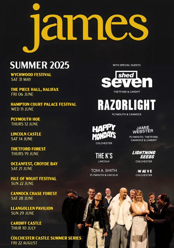 JAMES (band) Yummy 2025 Summer Live Tour Poster