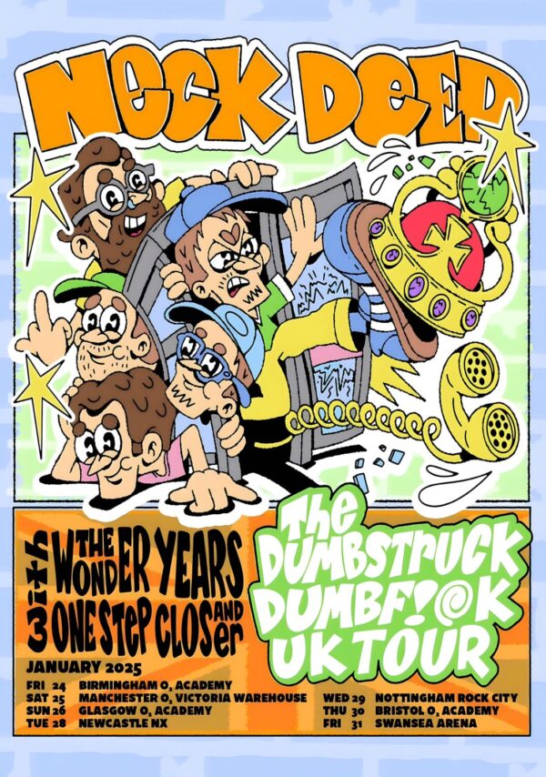 NECK DEEP The Dumbstruck Dumbfuck 2025 UK Tour Poster