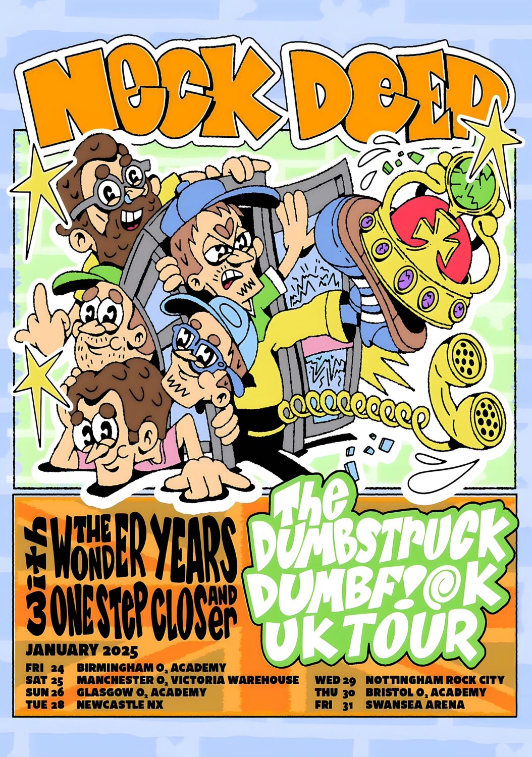 NECK DEEP The Dumbstruck Dumbfuck 2025 UK Tour Poster