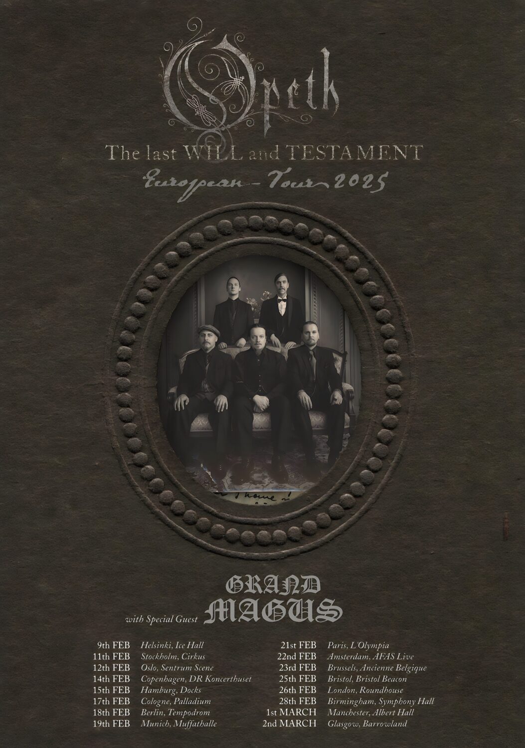 OPETH The Last Will & Testament 2025 Europe Tour Poster