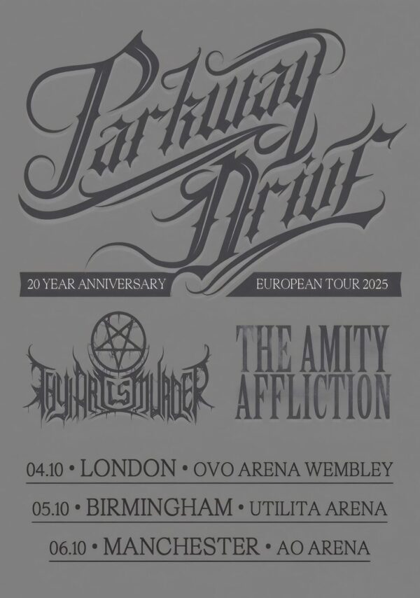 PARKWAY DRIVE Live 20th Anniversary 2025 UK Tour LONDON - BIRMINGHAM - MANCHESTER Poster