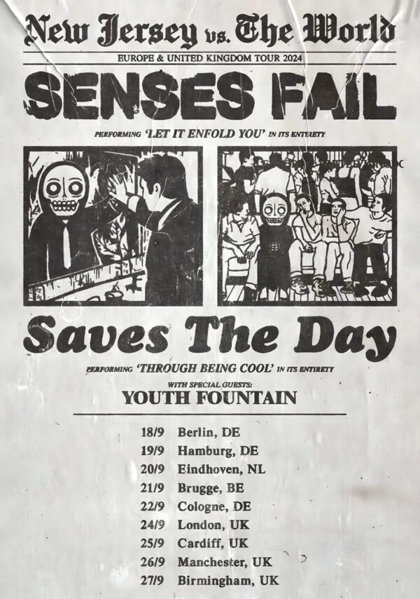 SENSES DAIL - SAVES THE DAY New Jersey vs. The World UK & Europe 2024 Tour Poster