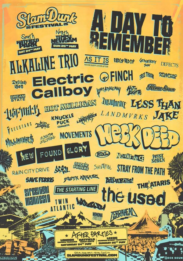 SLAMDUNK 2025 FESTIVAL A Day To Remember - Alkaline Trio - Electric Cowboy Line Up Poster