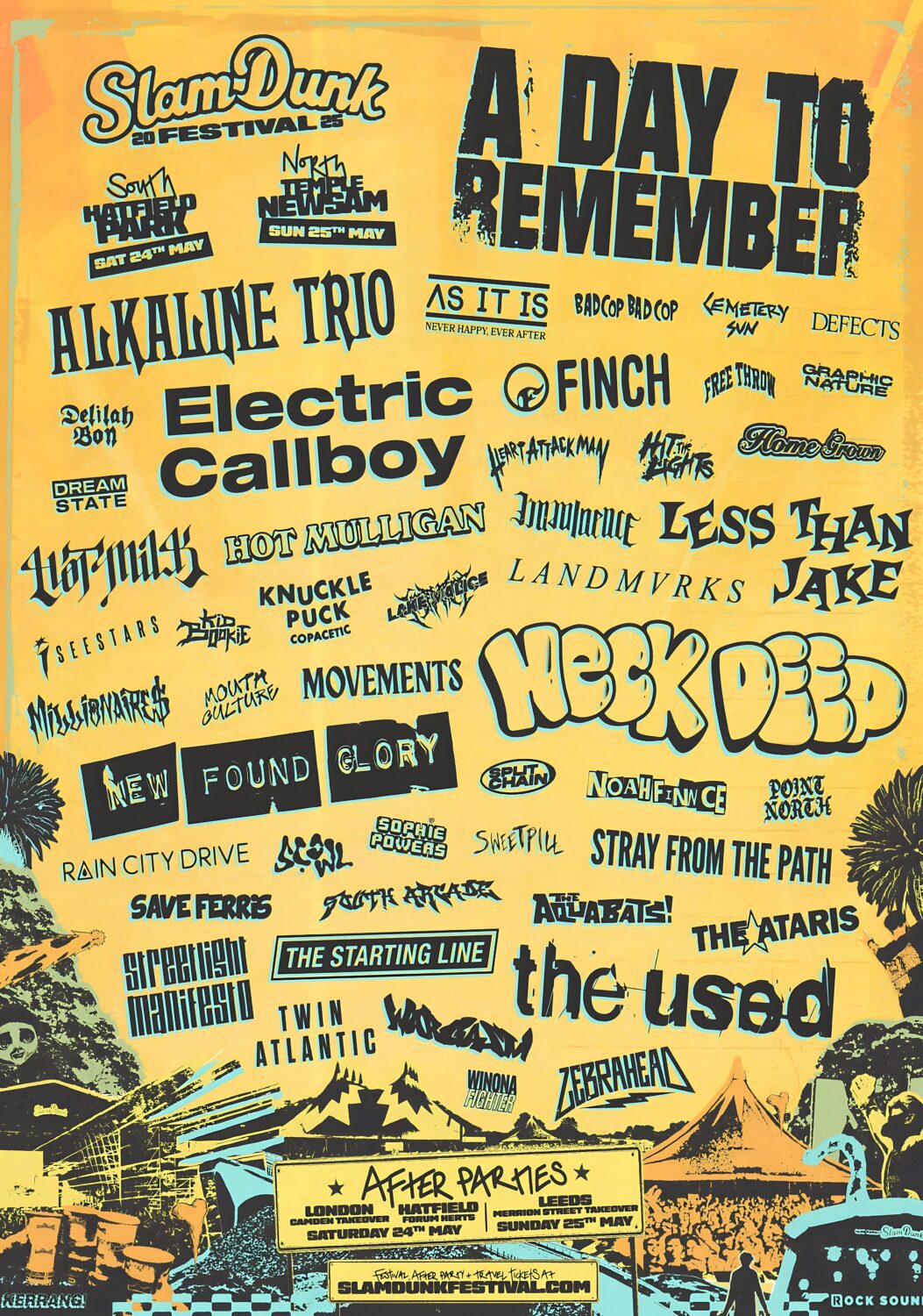 SLAMDUNK 2025 FESTIVAL A Day To Remember - Alkaline Trio - Electric Cowboy Line Up Poster