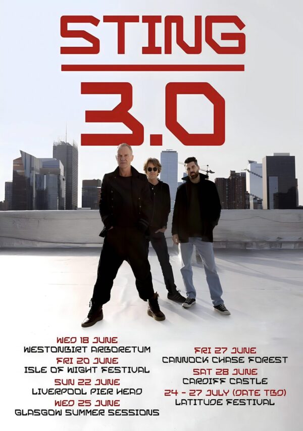 STING 3.0 Summer Live 2025 UK Tour Poster