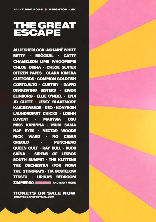 THE GREAT ESCAPE 2025 FESTIVAL Line Up Poster