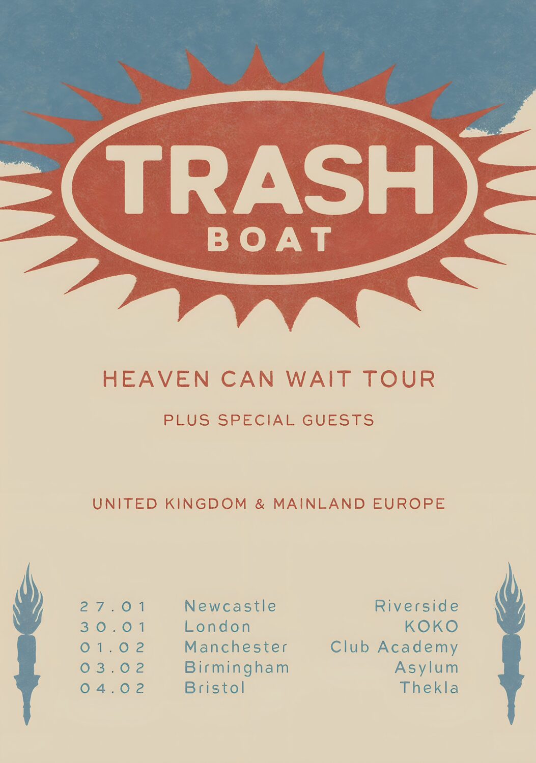 TRASH BOAT Heaven Can Wait 2025 UK Tour Poster