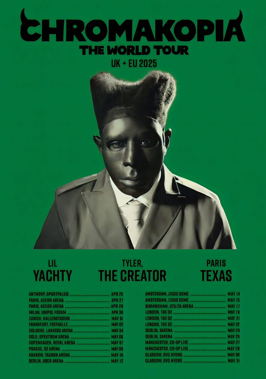 TYLER THE CREATOR Chromakopia 2025 UK & Europe Tour Poster