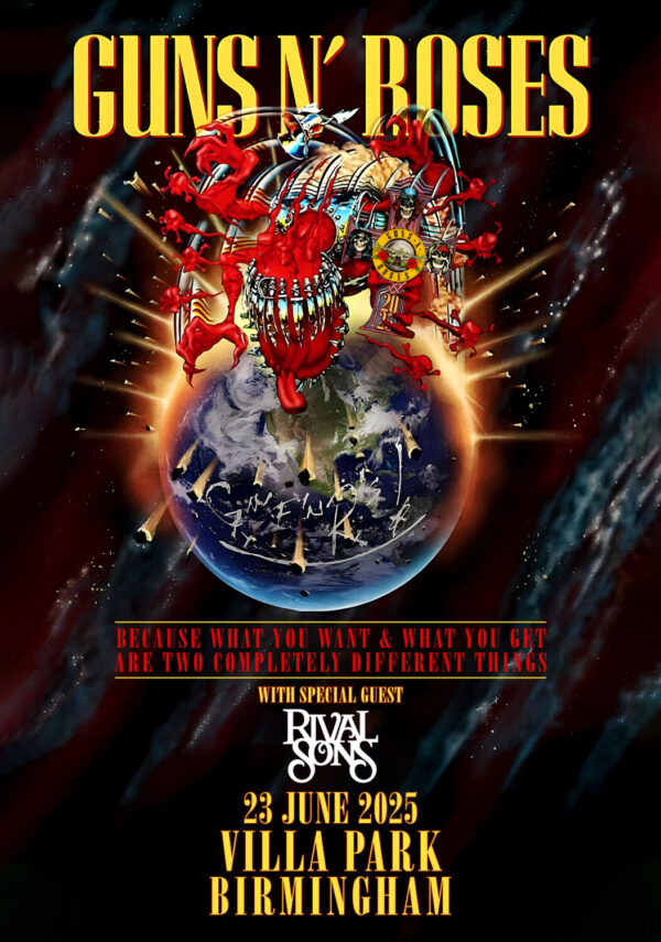 GUNS N ROSES Because What You Want 2025 UK Tour: BIRMINGHAM Villa Park Poster Print