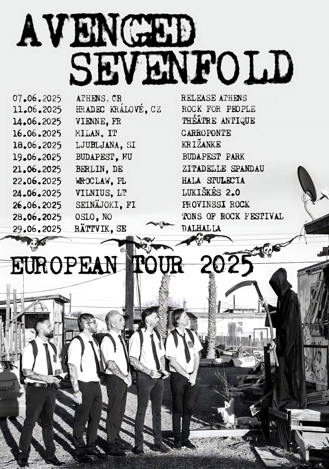 AVENGED SEVENFOLD European Tour 2025 Poster
