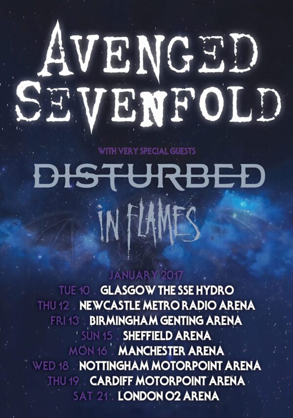 AVENGED SEVENFOLD The Stage 2017 UK Tour - Disturbed - In Flames Poster Print