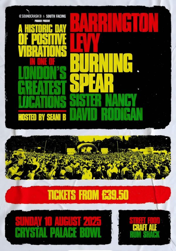 BARRINGTON LEVY Burning Spear: LONDON Crystal Palace Bowl 2025 Tour Poster