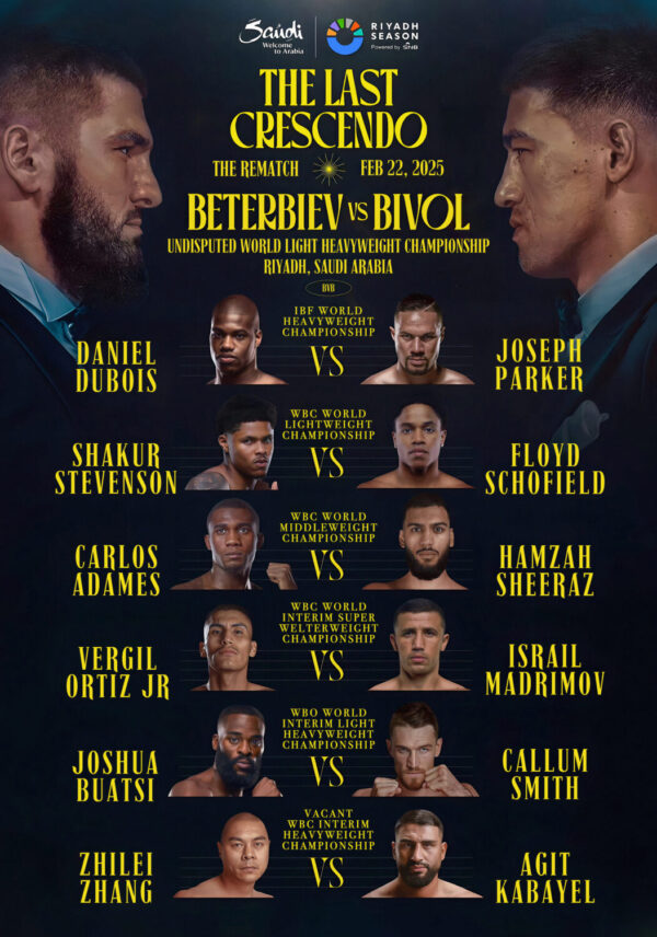 ARTUR BETERBIEV vs. DIMITRY BIVOL 2 - Daniel Dubois vs. Joseph Parker Riyadh Season 2025 Boxing Fight Poster Print