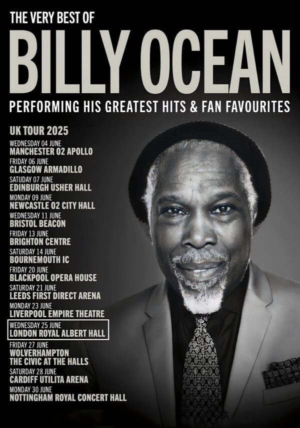 BILLY OCEAN Greatest Hits 2025 UK Tour Poster