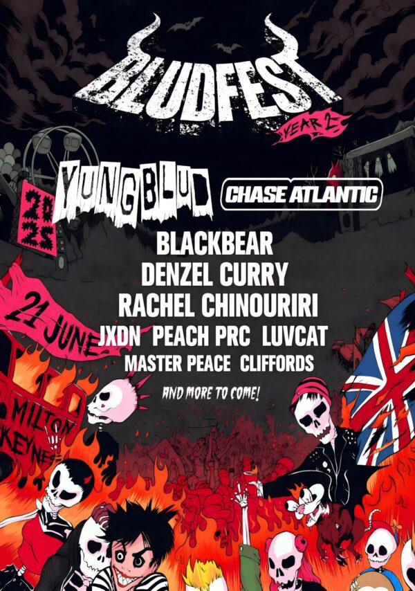 BLUDFEST 2025 FESTIVAL Yungblud - Chase Atlantic - Blackbear: MILTON KEYNES BOWL Tour Poster