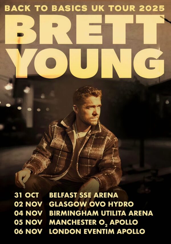 BRETT YOUNG Back To Basics 2025 UK Arena Tour Poster