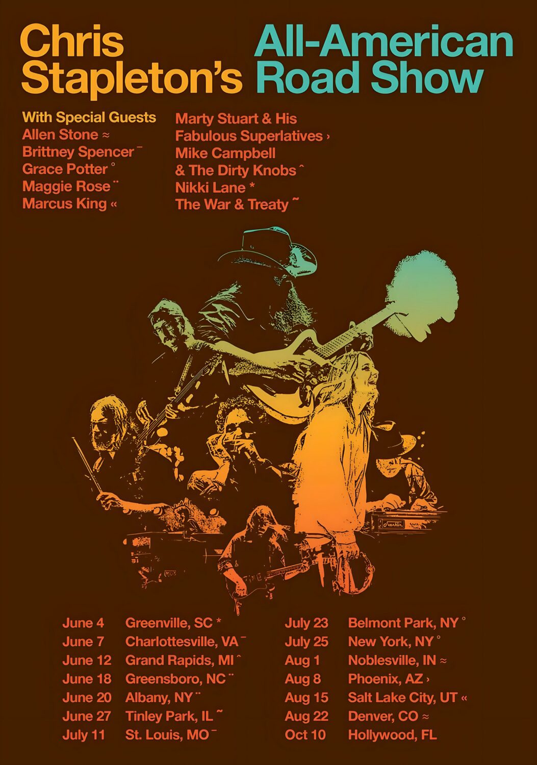 CHRIS STAPLETON All American Roadshow 2025 Tour Poster