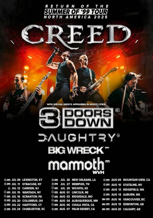 CREED (band) Return Of The Summer of '99 2025 Tour Poster