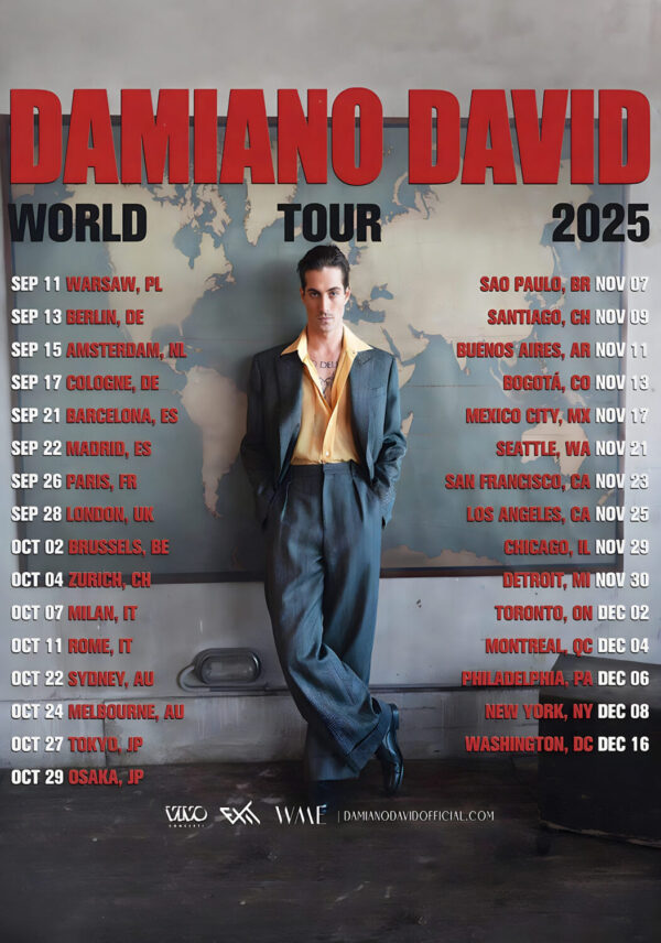 DAMIANO DAVID (Måneskin) 2025 World Tour Poster