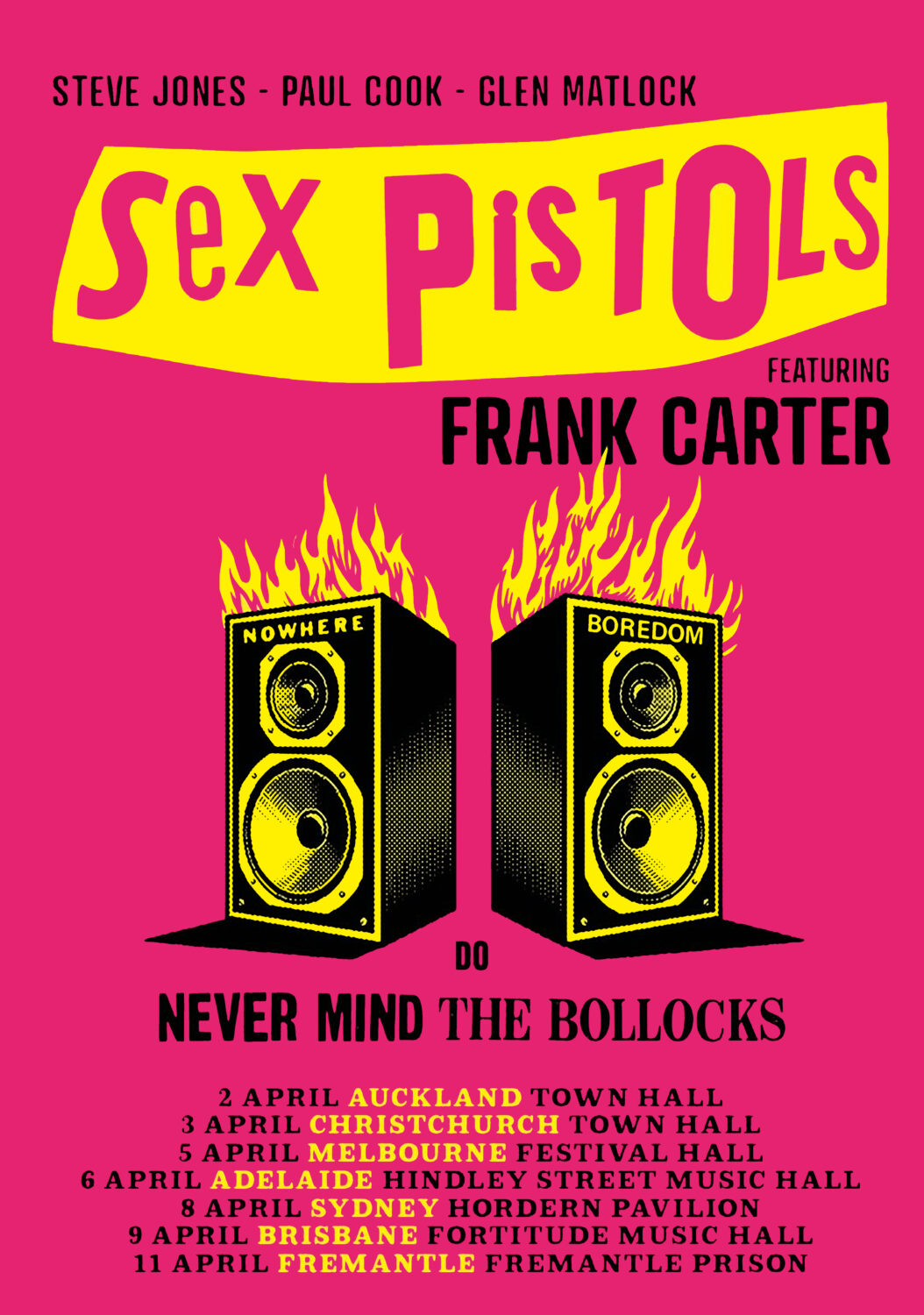 FRANK CARTER & SEX PISTOLS Never Mind The Bollocks 2025 New Zealand - Australia Poster