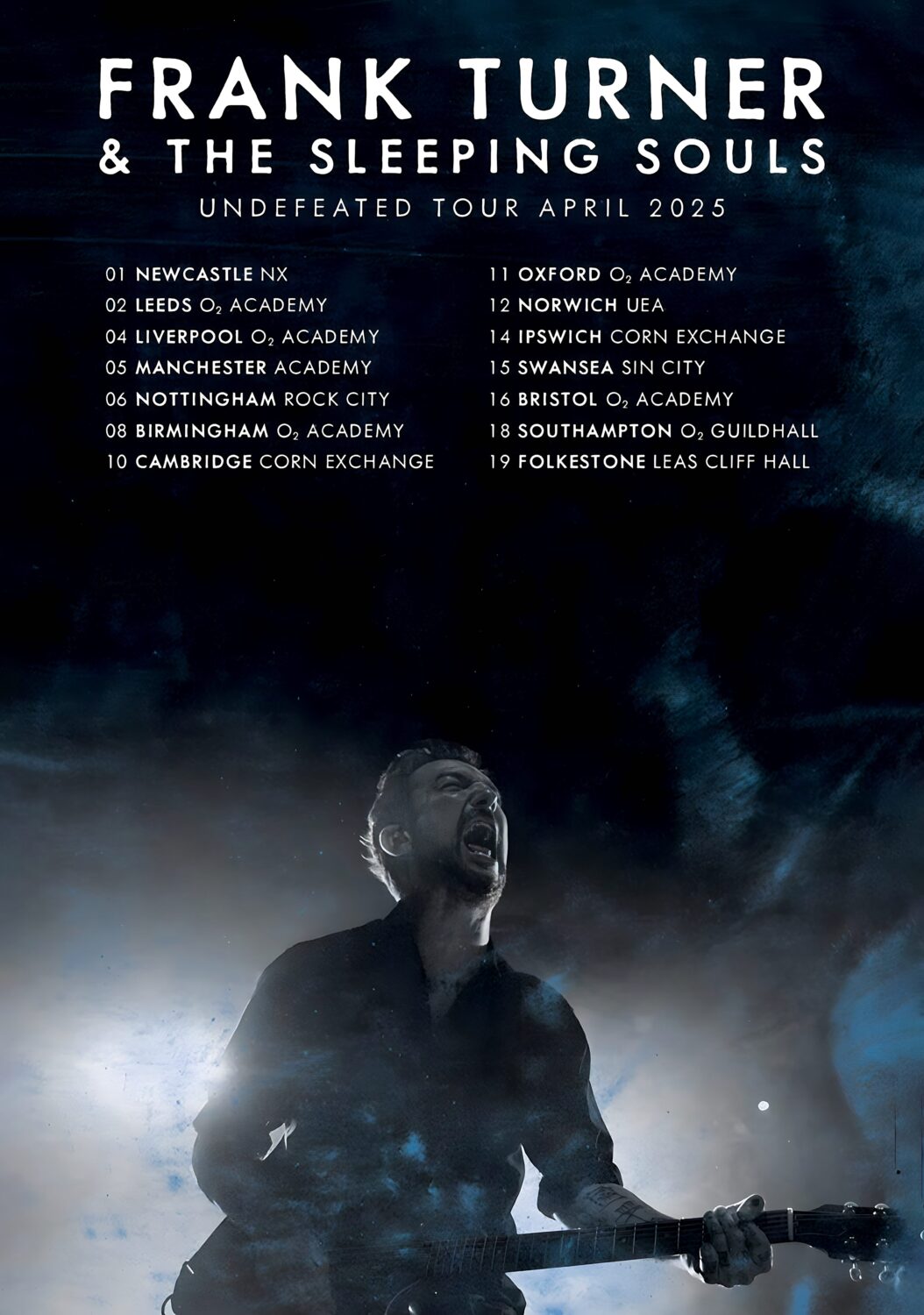 FRANK TURNER & THE SLEEPING SOULS Undefeated 2025 UK Tour Poster