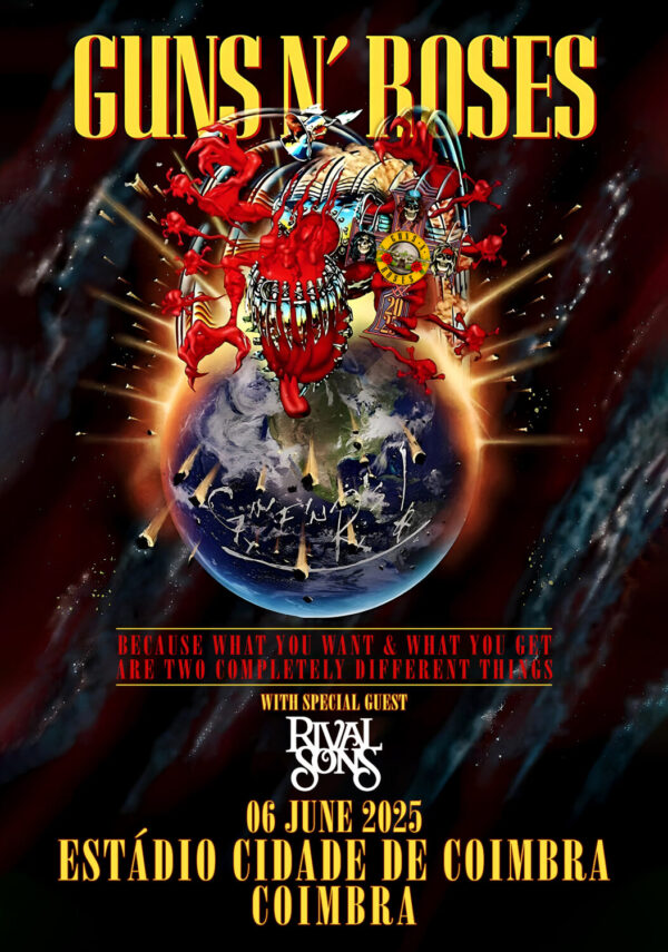 GUNS N ROSES Because What You Want 2025 Tour: COIMBRA Estádio Cidade de Coimbra Poster
