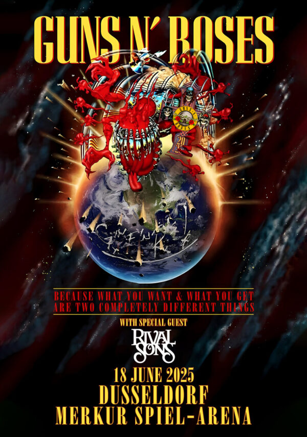 GUNS N ROSES Because What You Want 2025 Tour: DUSSELDORF Merkur Spiel-Arena Poster