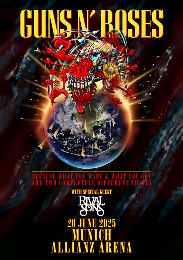 GUNS N ROSES Because What You Want 2025 Tour: MUNICH Allianz Arena Poster