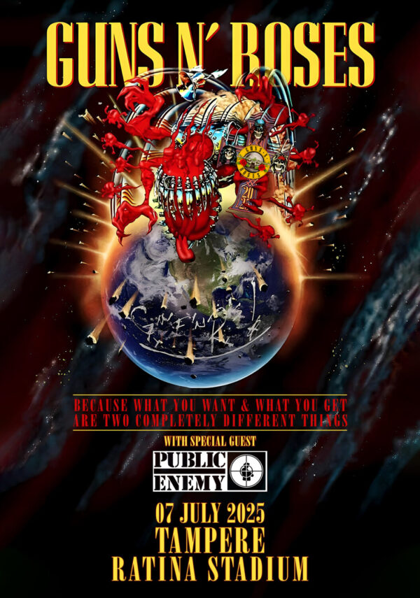 GUNS N ROSES Because What You Want 2025 Tour: TAMPERE Ratina Stadium Poster