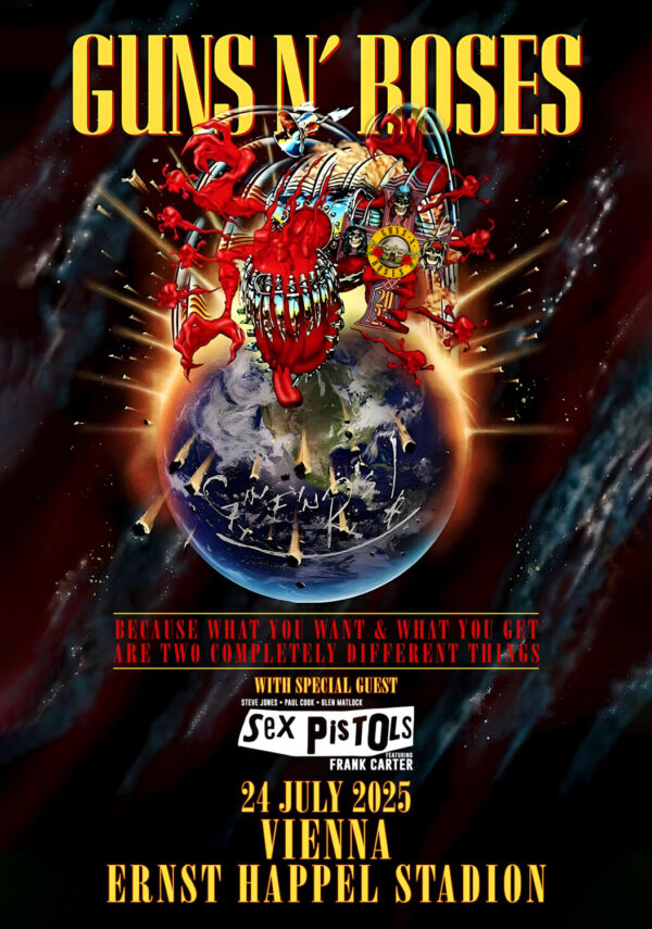 GUNS N ROSES Because What You Want 2025 Tour: VIENNA Ernst Happel Stadion Poster