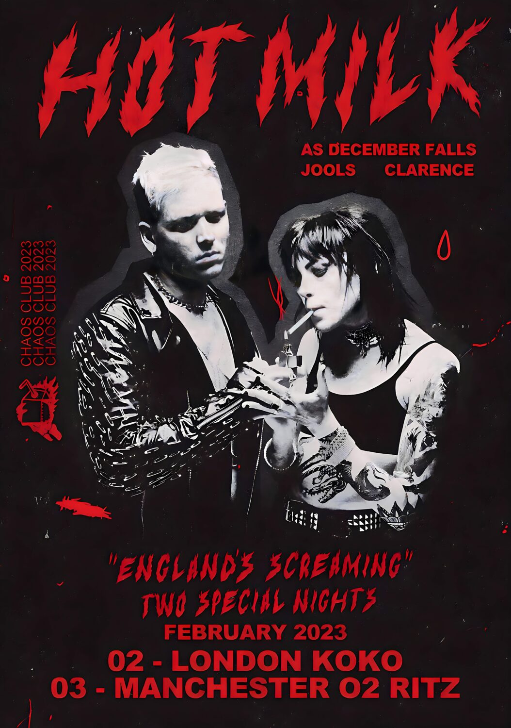 HOT MILK A Call To The Void 2023 Tour: LONDON - MANCHESTER Poster