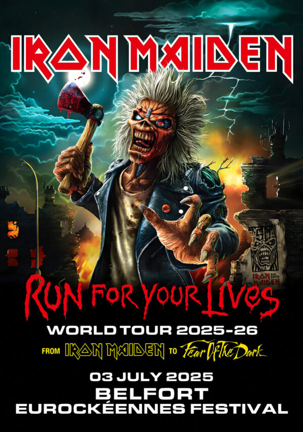IRON MAIDEN Run For Your Lives 2025 Tour: BELFORT Eurockéennes Festival Poster