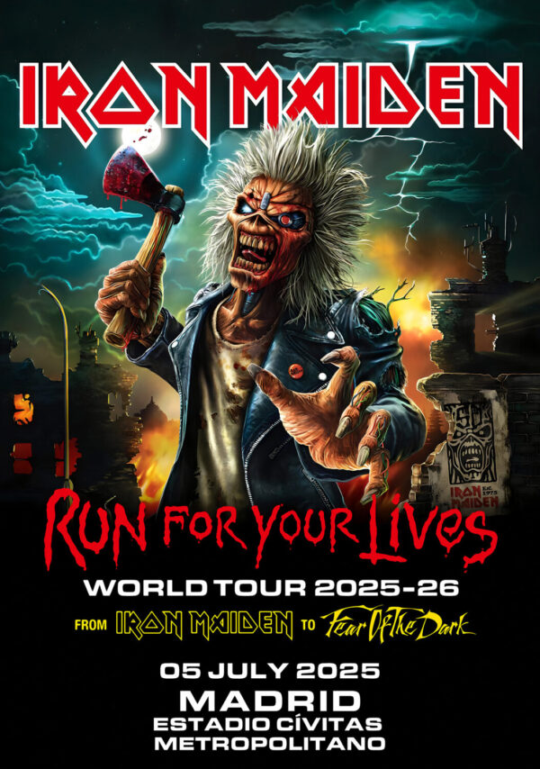 IRON MAIDEN Run For Your Lives 2025 Tour: MADRID Estadio Cívitas Metropolitano Poster