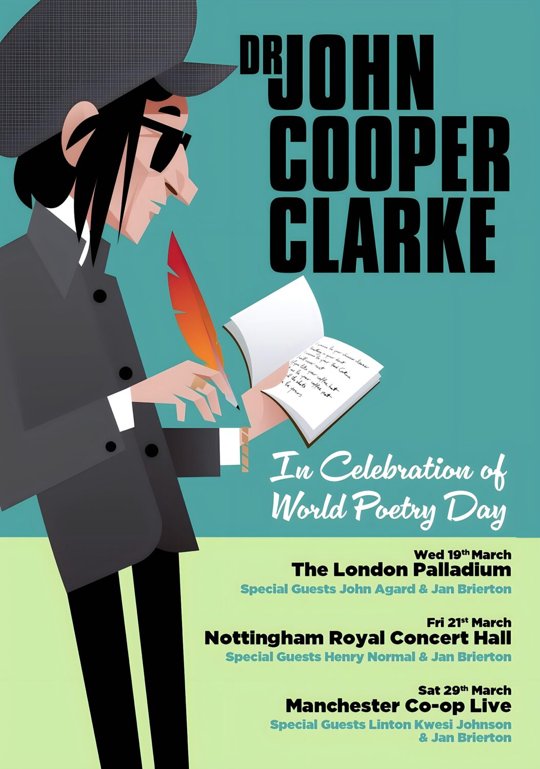 JOHN COOPER CLARKE World Poetry Day 2025 UK Tour: LONDON - NOTTINGHAM - MANCHESTER Poster