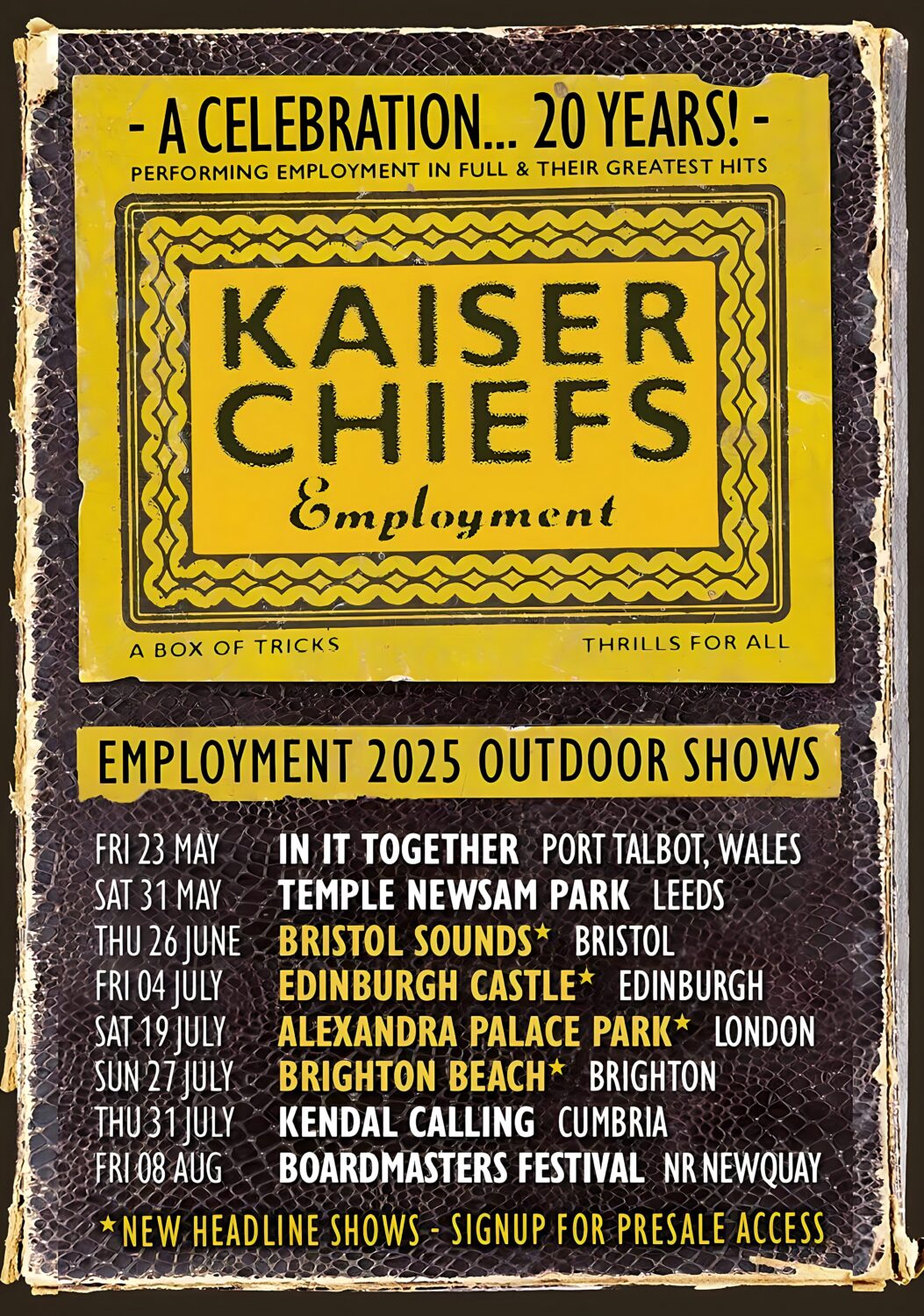 KAISER CHIEFS Employment 2025 UK Tour Poster