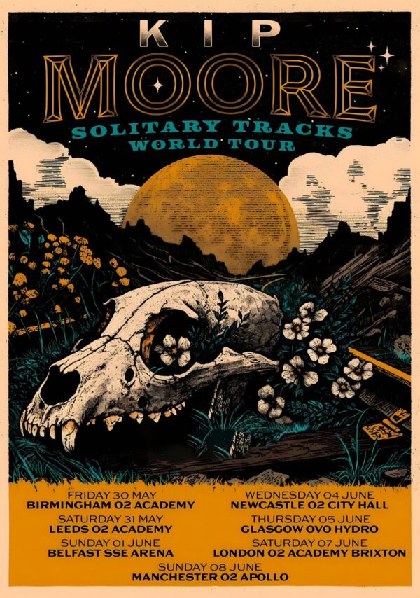 KIP MOORE Solitary Tracks 2025 UK Tour Poster